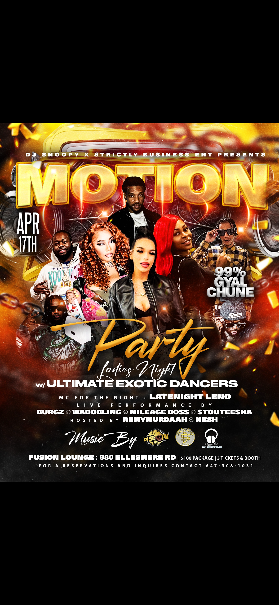 MOTION PARTY (LADIES NIGHT) 99% GYAL CHUNE Fushion Restaurant