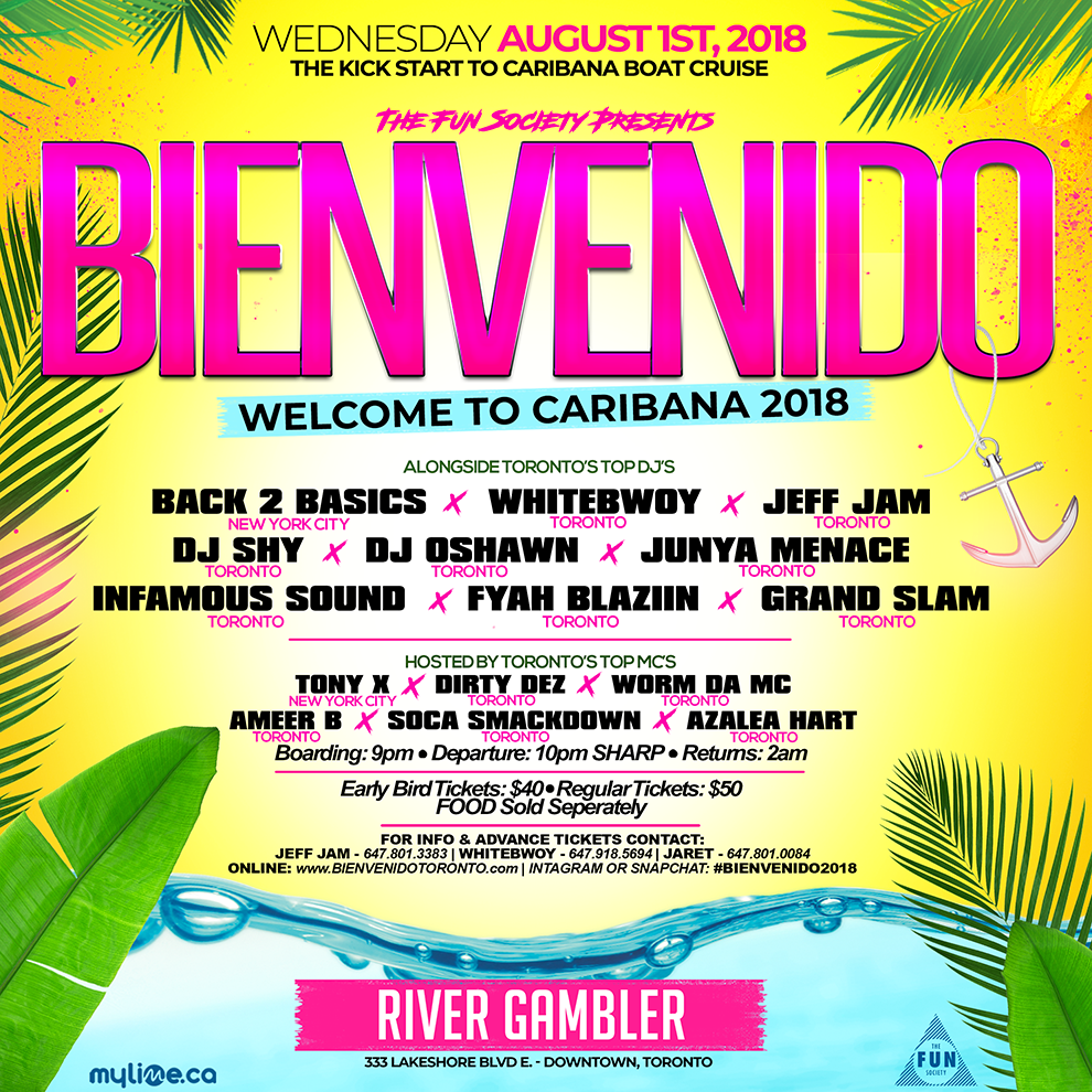 Bienvenido Boat Cruise - Caribana Wednesday August 1st, 2018