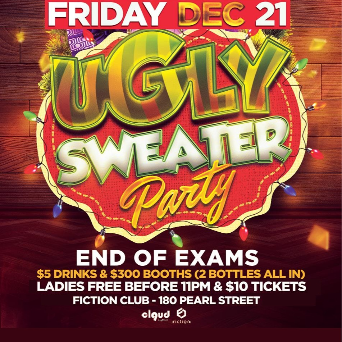 Ugly Sweater Christmas Party @ Fiction // Fri Dec 21 | LADIES FREE
