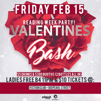 Valentines Bash Reading Week Party @ Fiction // Fri Feb 15 | Ladies FREE
