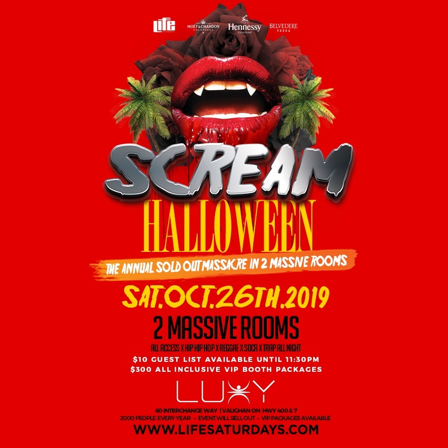 SCREAM - Halloween Saturday Inside Luxy Nightclub