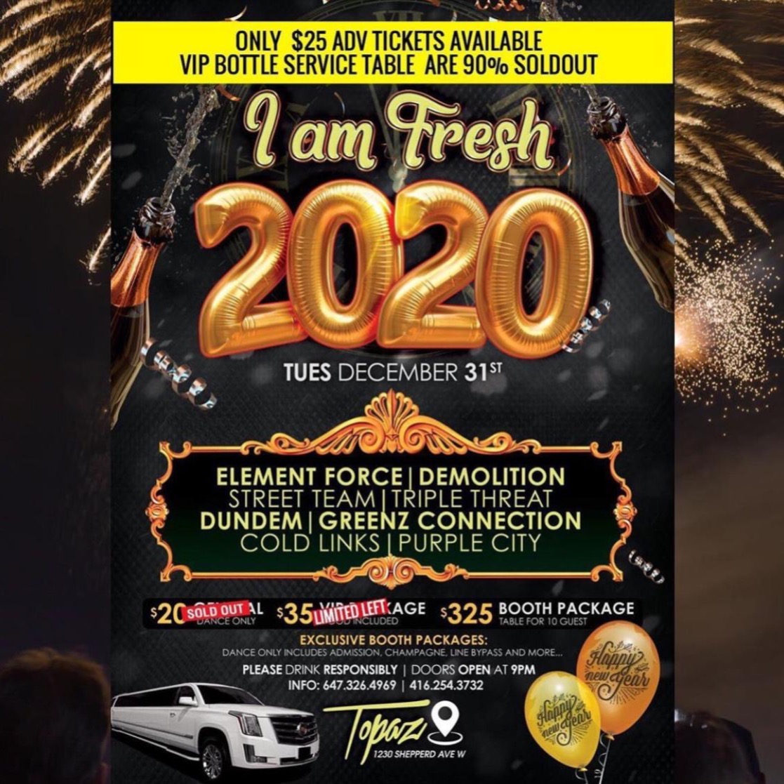 NYE 2020 DEC 31ST | TOPAZ LOUNGE
