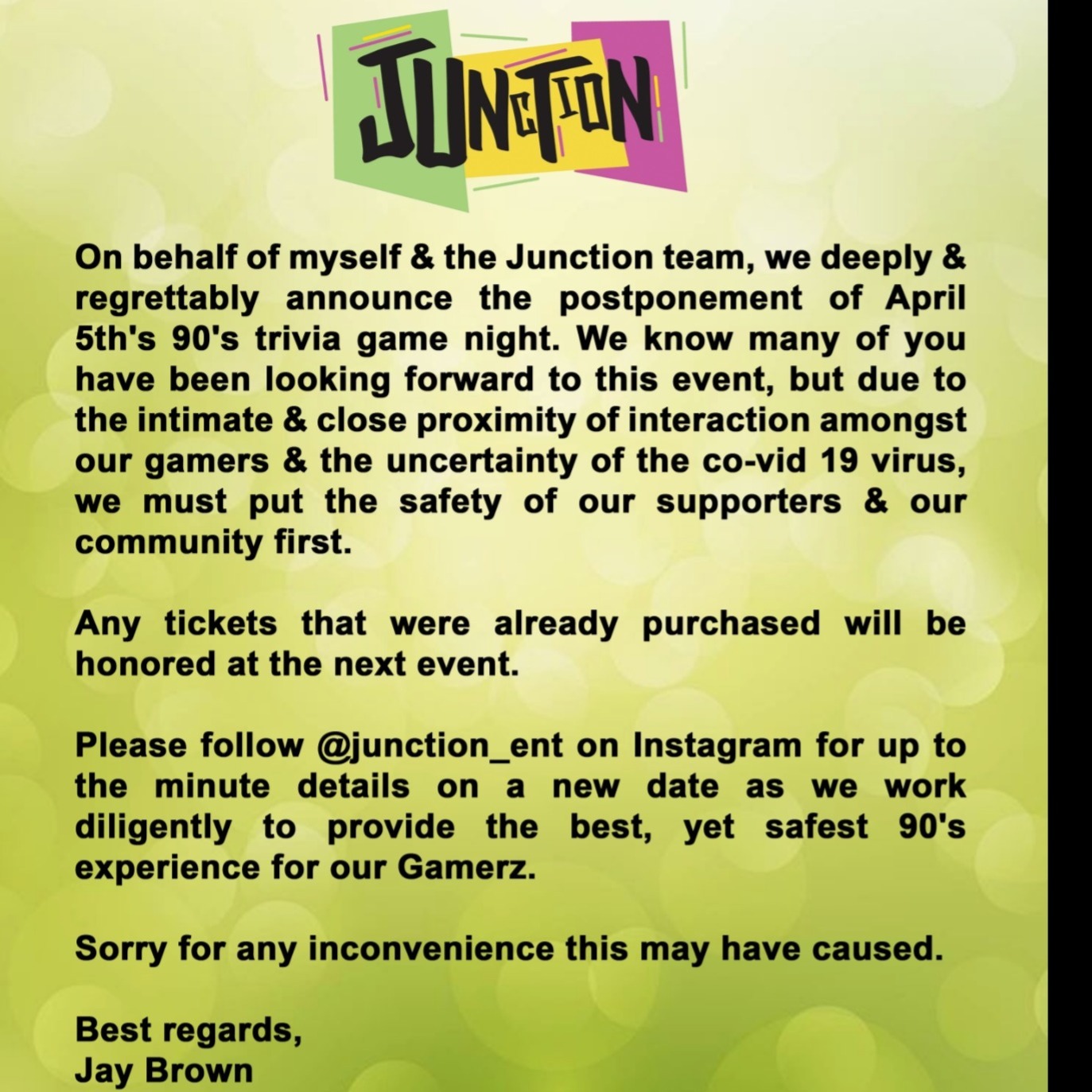 Junction ENT Presents: 90's Trivia Game Night #3 