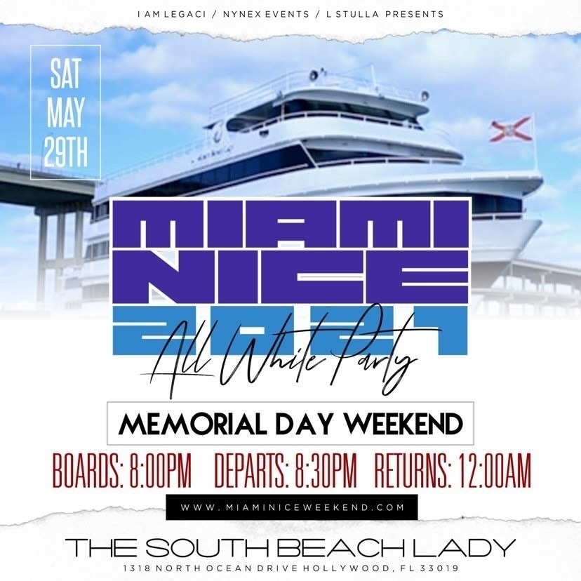 Miami Nice 2021 Memorial Day Weekend Annual All White Yacht Party 