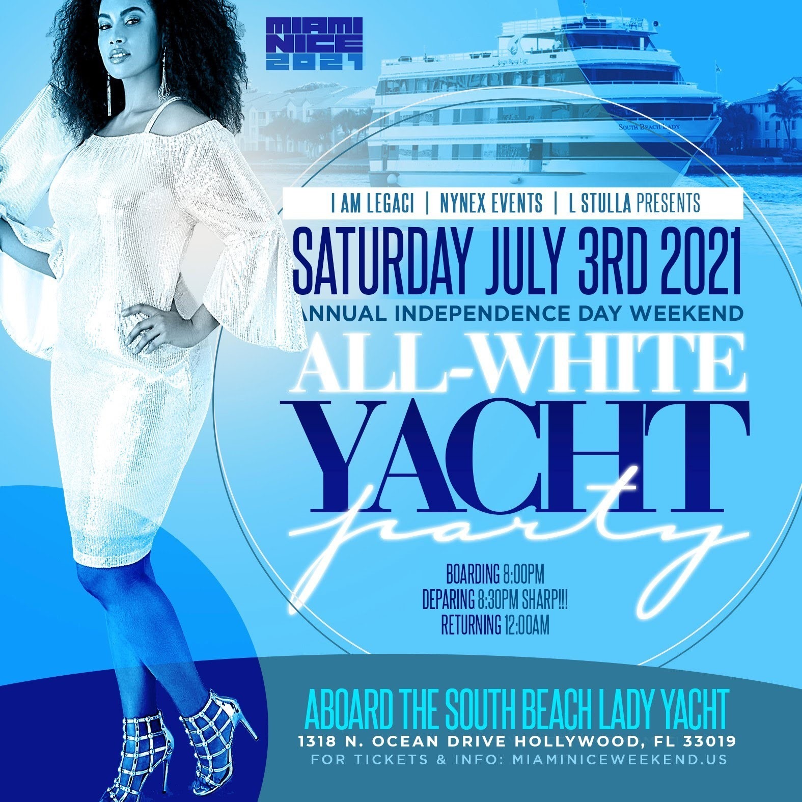 MIAMI NICE 2021 INDEPENDENCE DAY WEEKEND ALL WHITE YACHT PARTY