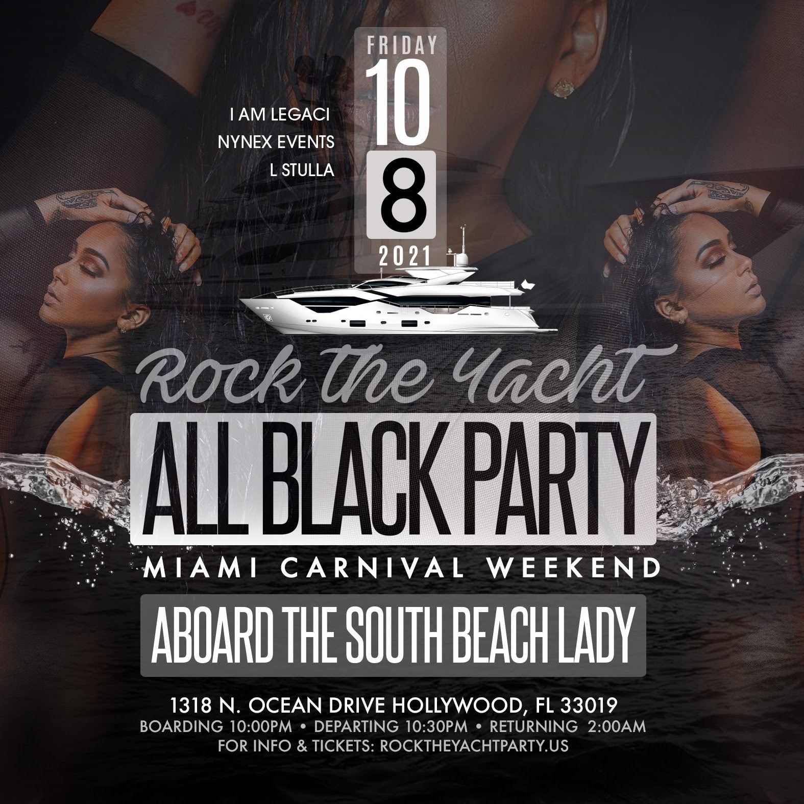 ROCK THE YACHT 2021 ALL BLACK YACHT PARTY MIAMI CARNIVAL COLUMBUS DAY WEEKEND