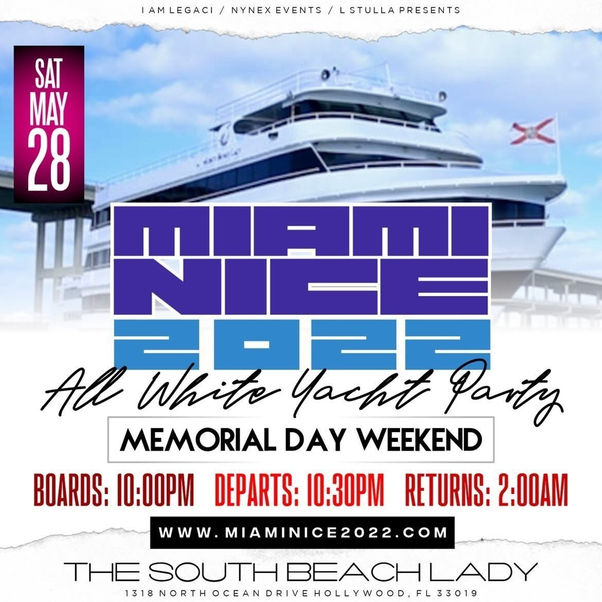 MIAMI NICE 2022 MEMORIAL DAY WEEKEND ANNUAL ALL WHITE YACHT PARTY 