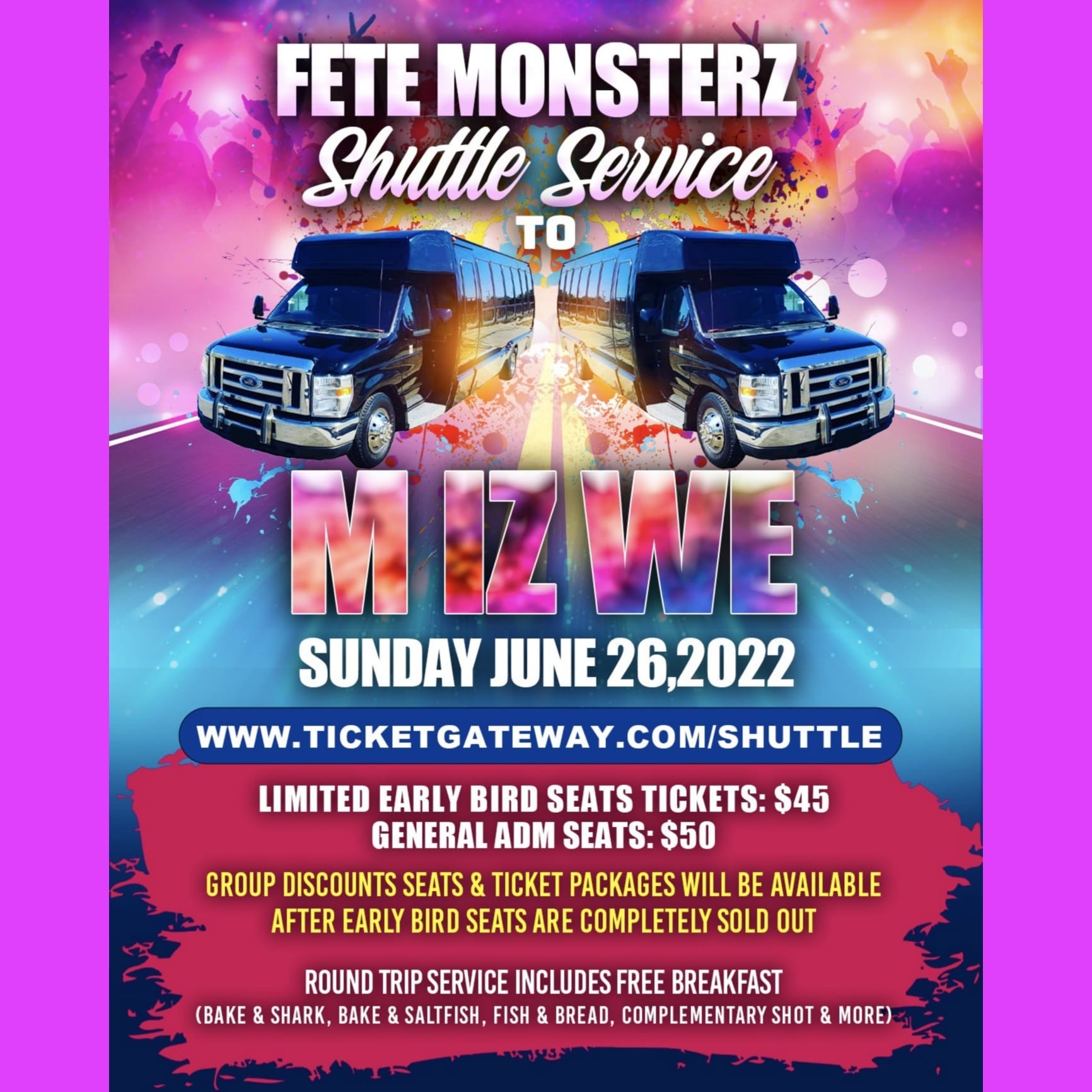 Fete Monsterz Shuttle Service To M Iz We