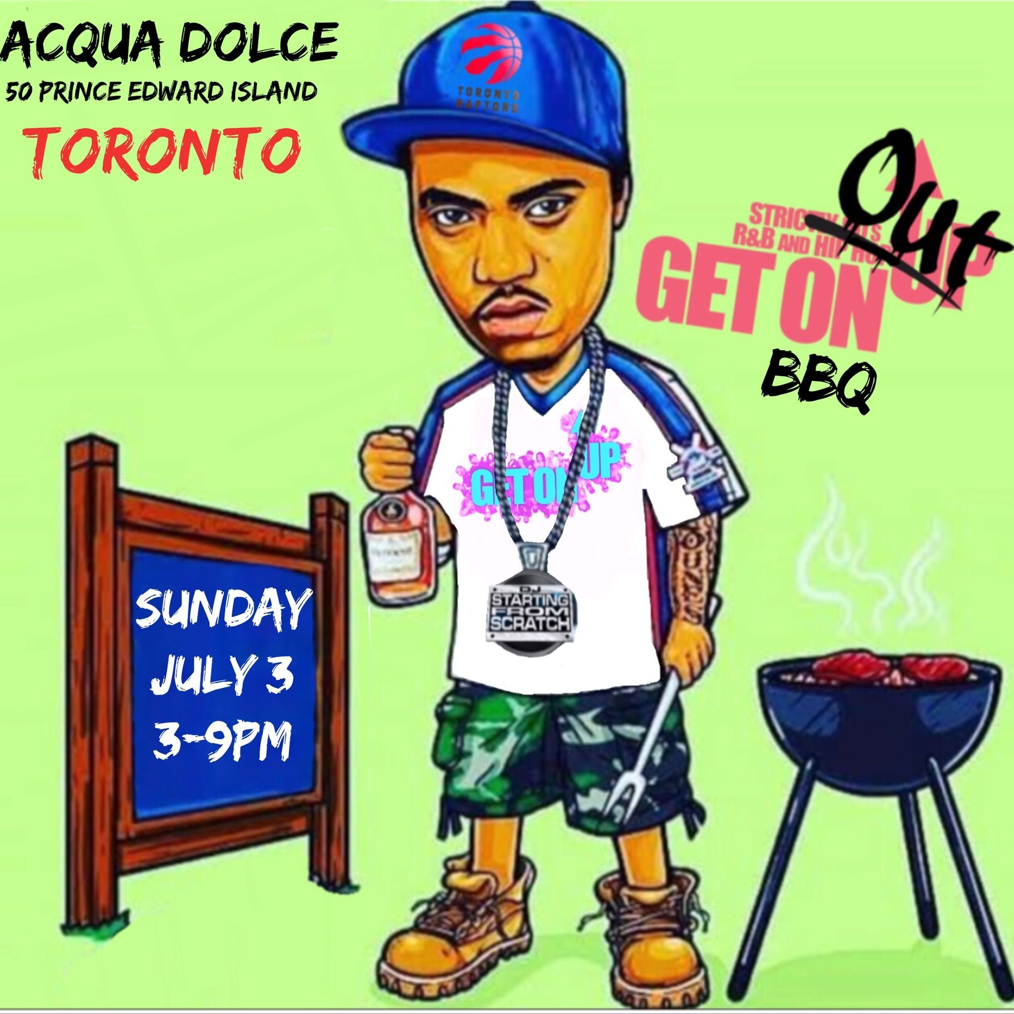 GET ON UP ( OUT )  THE BBQ 