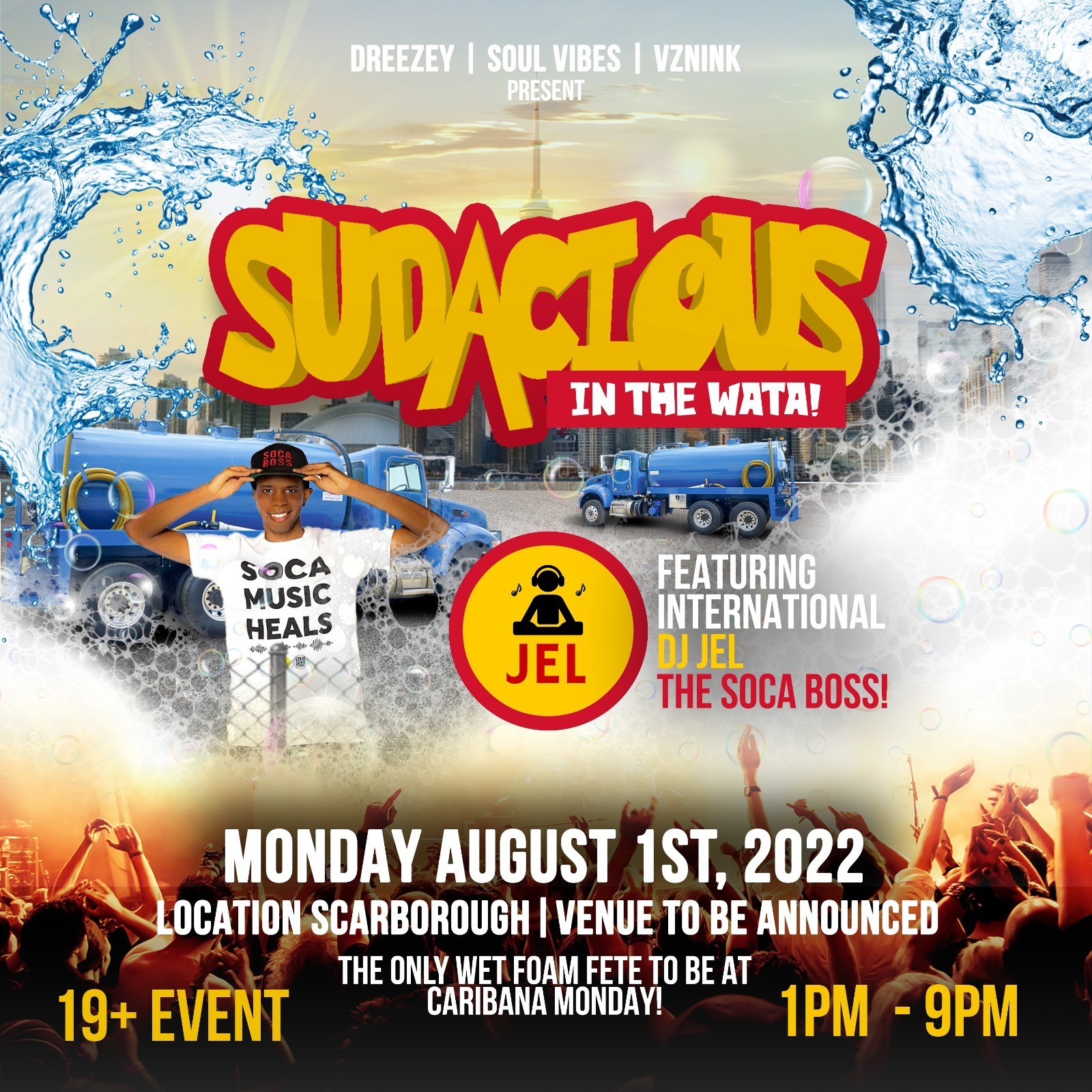 Sudacious - Wet Fete - Foam Fete - Outdoor Fete -  Toronto Carnival Monday 2022 