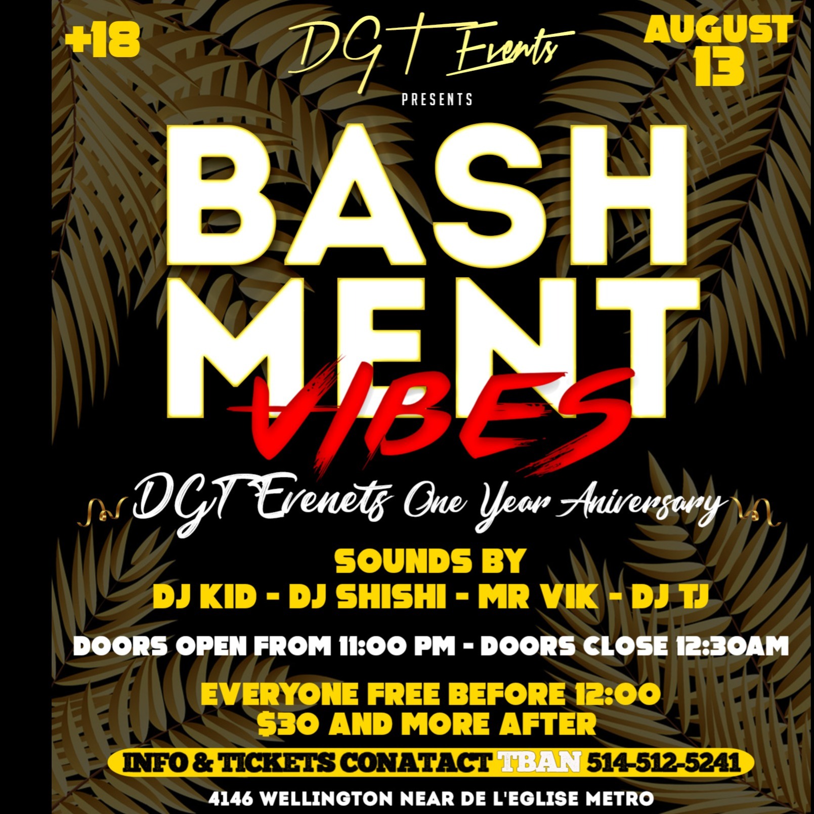 BASHMENT VYBES -  DGT EVENTS 1 YEAR ANIVERSARY 