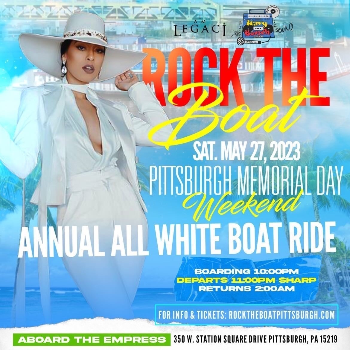 ROCK THE BOAT PITTSBURGH 2023 MEMORIAL DAY WEEKEND ALL WHITE BOAT PARTY 