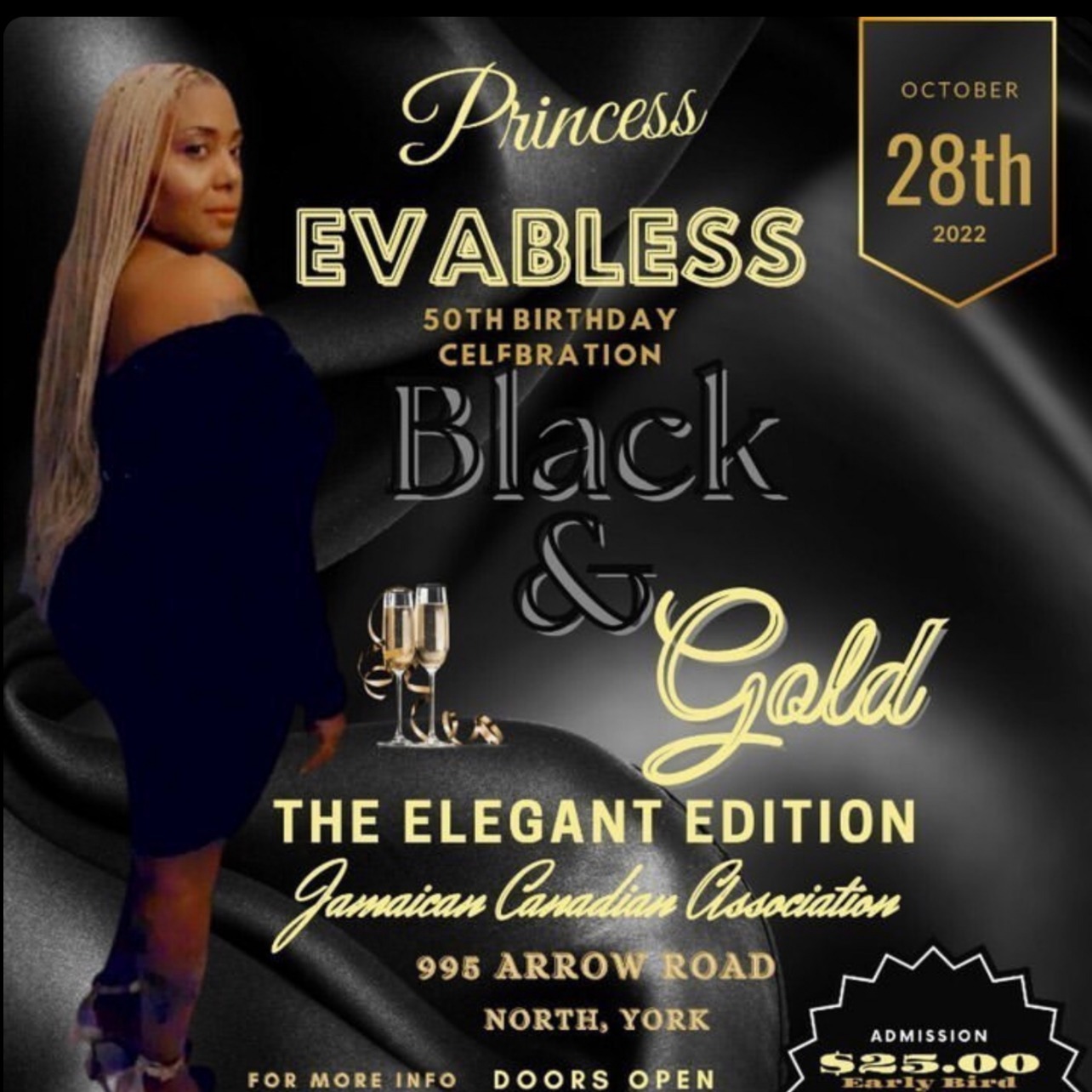 Princess Eva-bless 50th Bday Celebration Gold & Black 