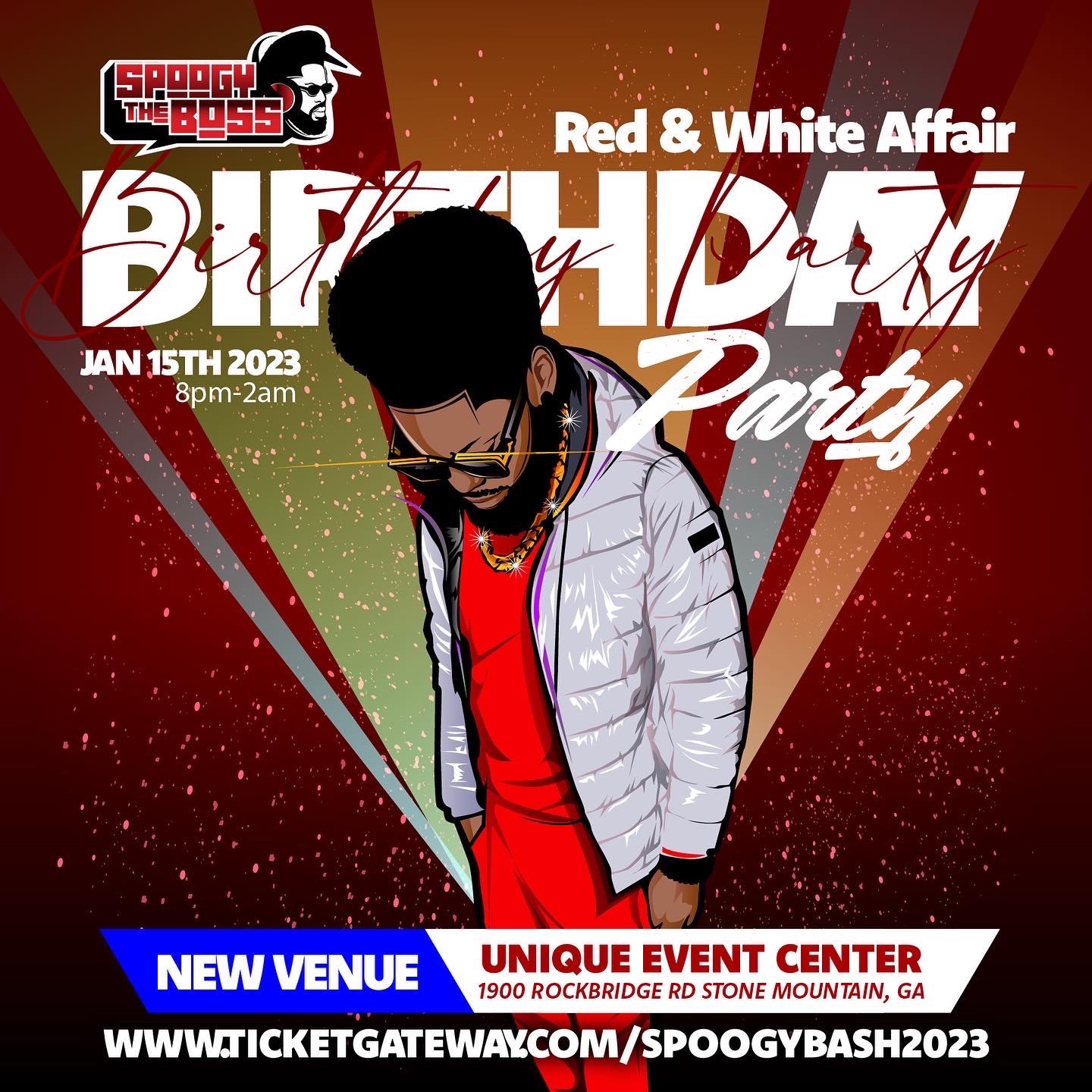 Spoogy The Boss Red & White B-Day Party