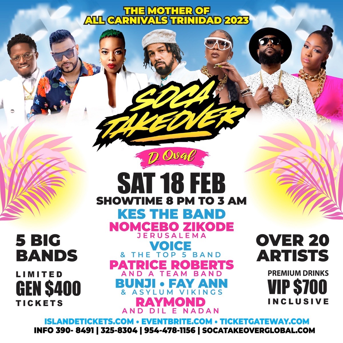 Soca Takeover - D Oval - 5 Big Bands and Over 20 Artiste Live!