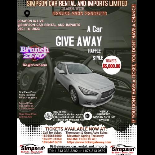 Simpson Car Rental and Imports Limited Car Give Away Raffle Style