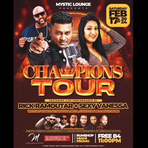CHAMPIONS TOUR FEATURING A LIVE PERFORMACE BY RICK & VANESSA RAMOUTAR