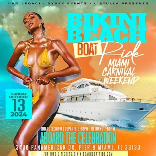 BIKINI BEACH BOAT RIDE MIAMI CARNIVAL 2024