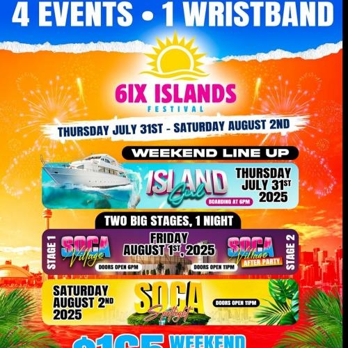 6ix Islands Festival 3 Day - 4 Events Weekend Pass
