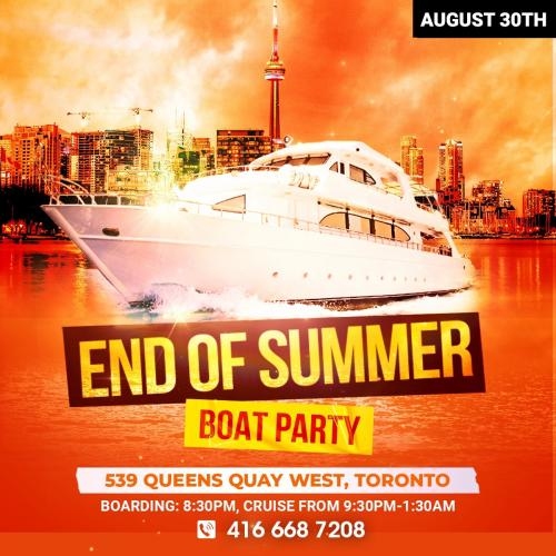 Toronto Boat Party - End of Summer - Labour Day Weekend - August 30 