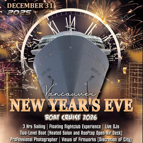 Vancouver New Years Eve Boat Party Cruise 2026: On the Water 