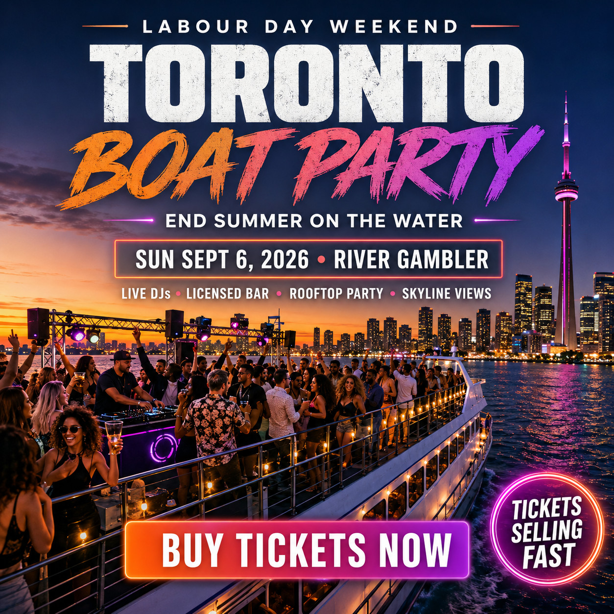 Toronto Boat Party 2026 | Rooftop Nightlife Cruise 