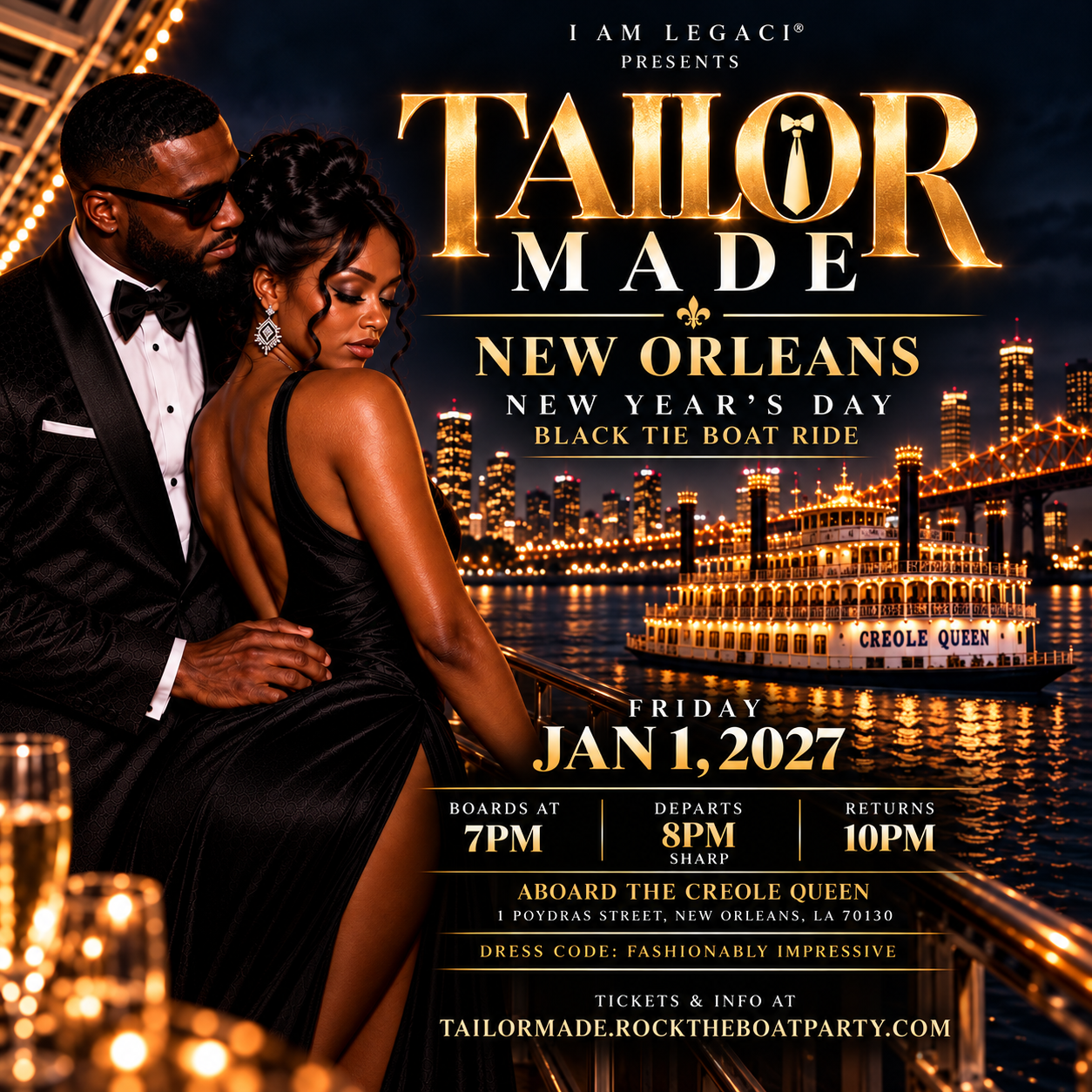 TAILOR MADE 2027: New Year’s Day Black Tie Boat Ride | New Orleans 