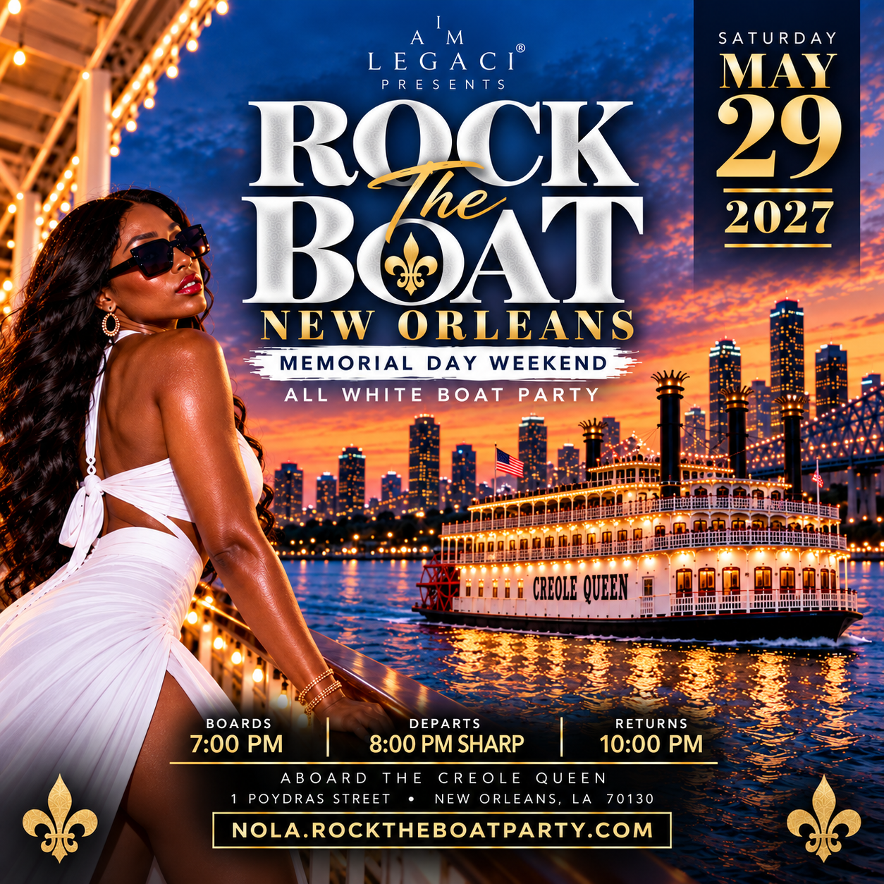 Rock The Boat New Orleans: Memorial Day Weekend All White Boat Party 