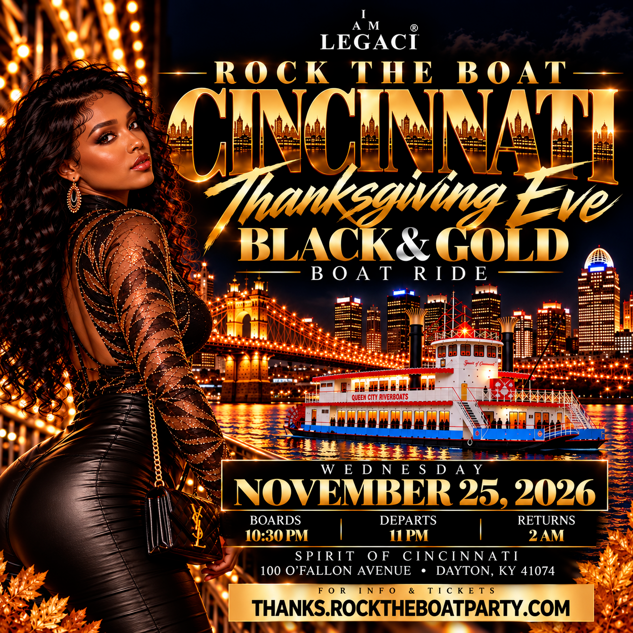 Rock The Boat Cincinnati 2026 | Thanksgiving Eve Black & Gold Boat Party 