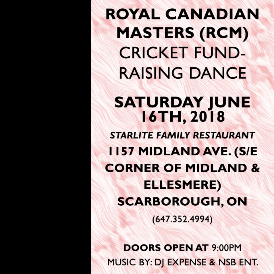 Royal Canadian Masters  (RCM)   |  Cricket Fundraising Dance