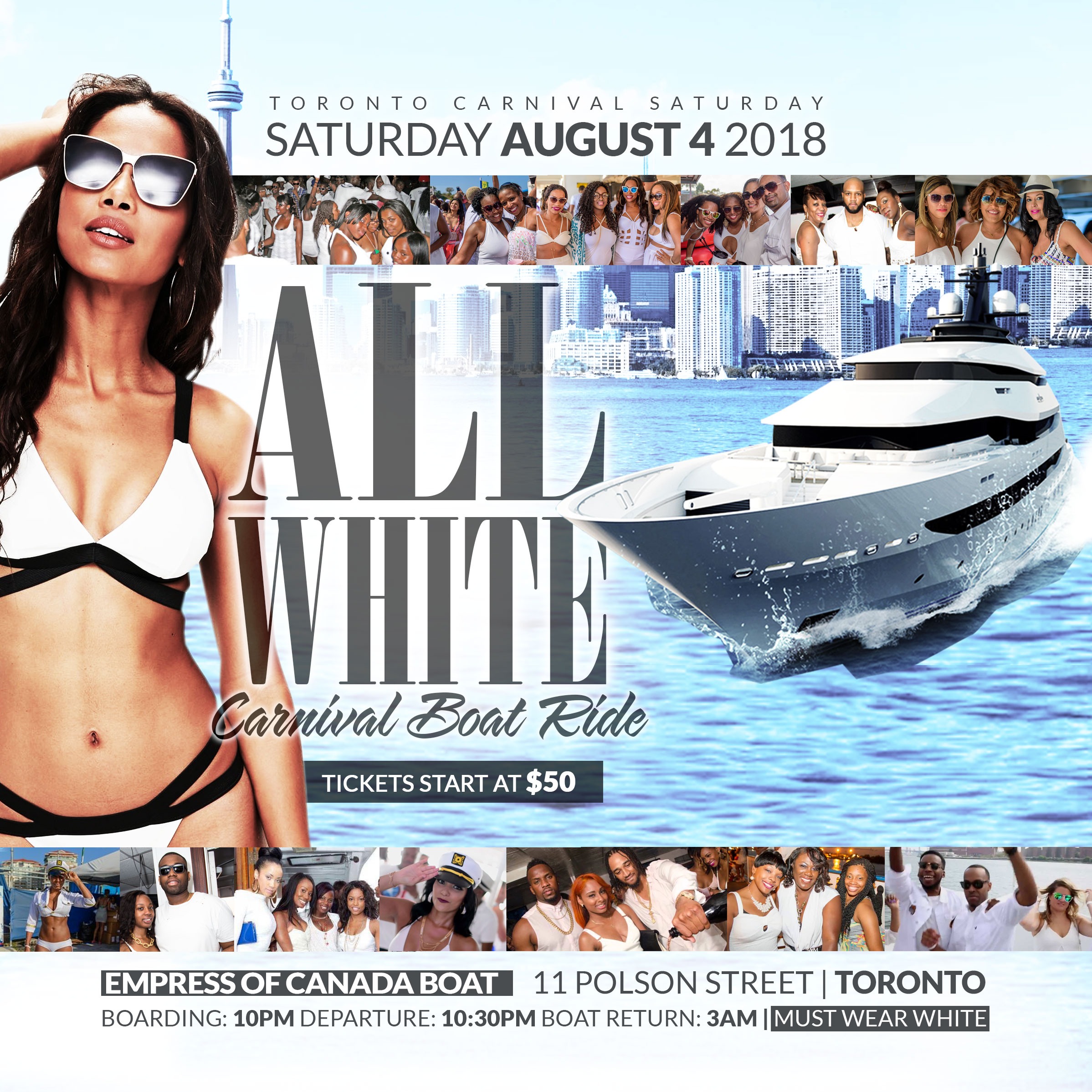 All White Carnival Boat Ride - Saturday Night