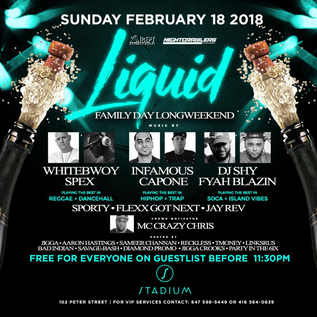 LIQUID LONG WEEKEND SUNDAY $150 PREMIUM BOTTLE'S @STADIUM