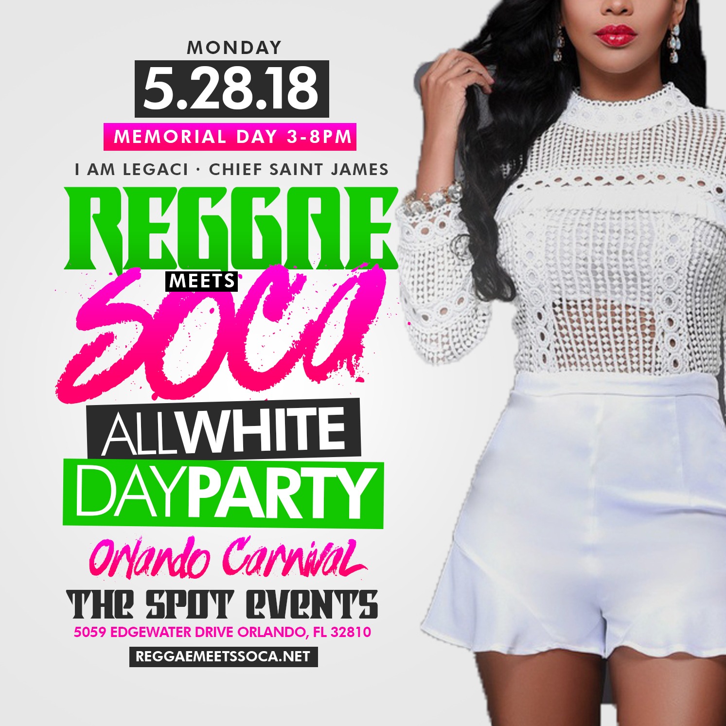 REGGAE MEETS SOCA The All White Day Party @ Orlando Carnival Memorial Day 2018