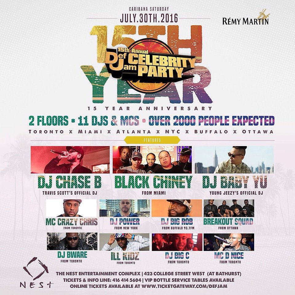 15th Annual Caribana Def Jam Celebrity Party 2016 