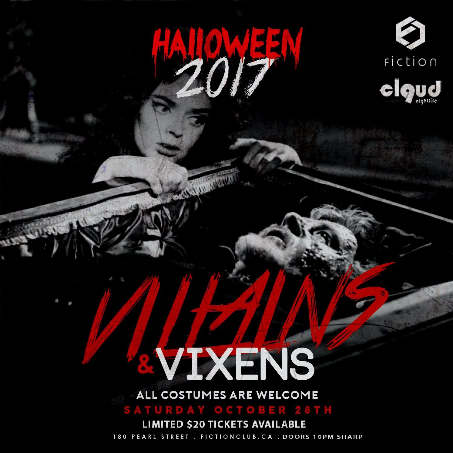 Halloween Sat Oct 28 // Villains & Vixens @ Fiction Club (19+)