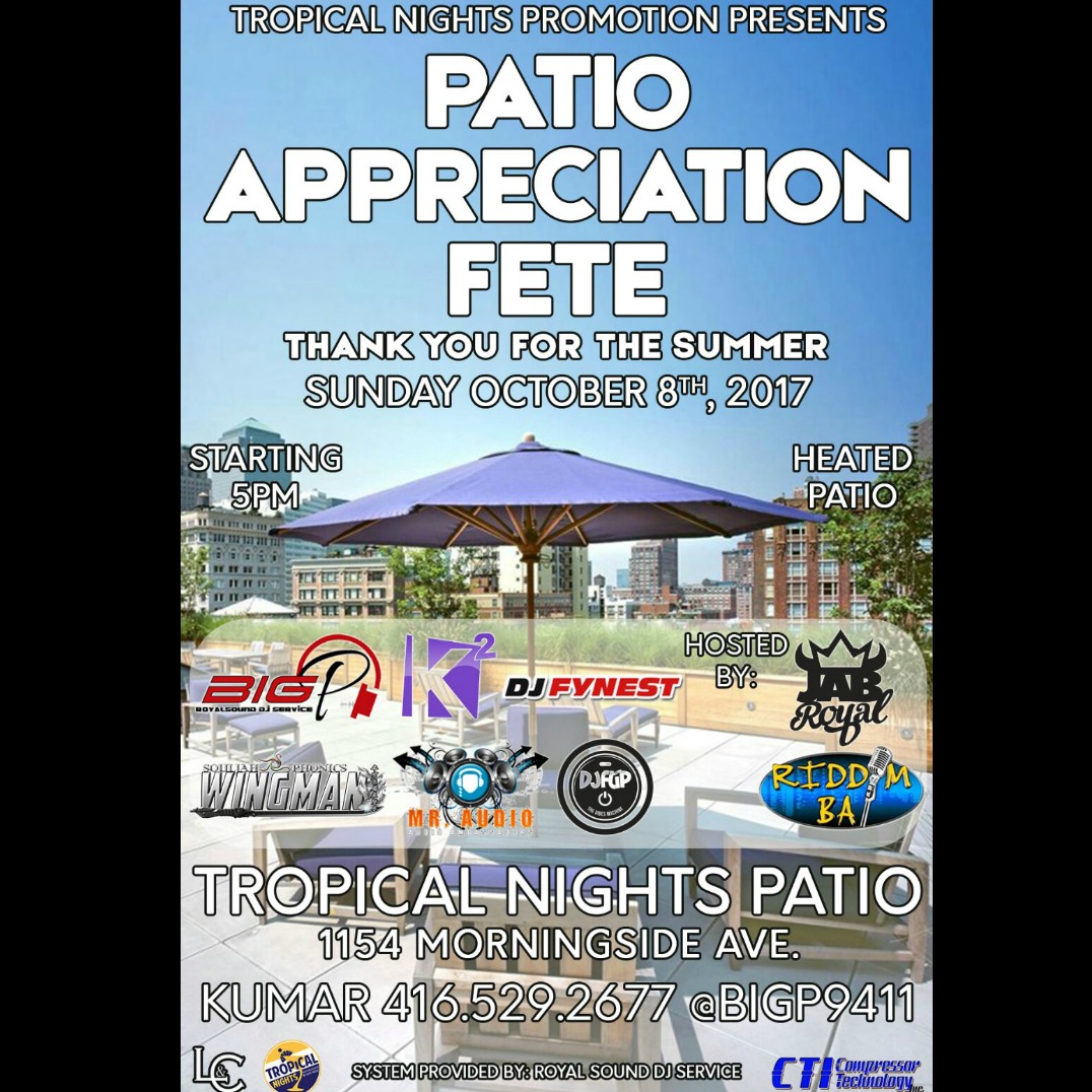 TROPICAL NIGHTS PATIO APPRECIATION FETE - THANKSGIVING SUNDAY