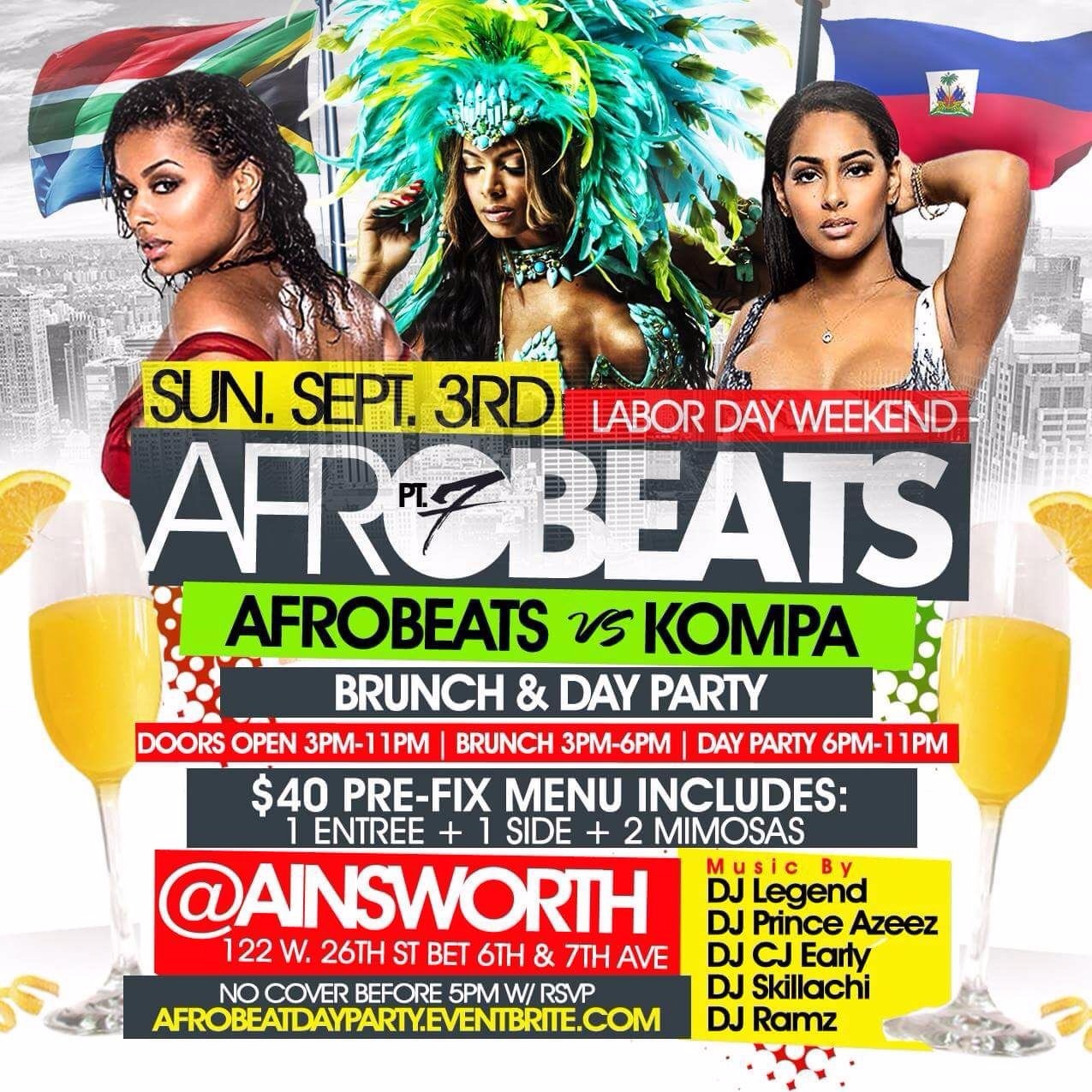 AFROBEAT pt. 7 Afrobeat vs Kompa Sun. Sept 3rd at Ainsworth Everyone FREE Before 5pm with RSVP