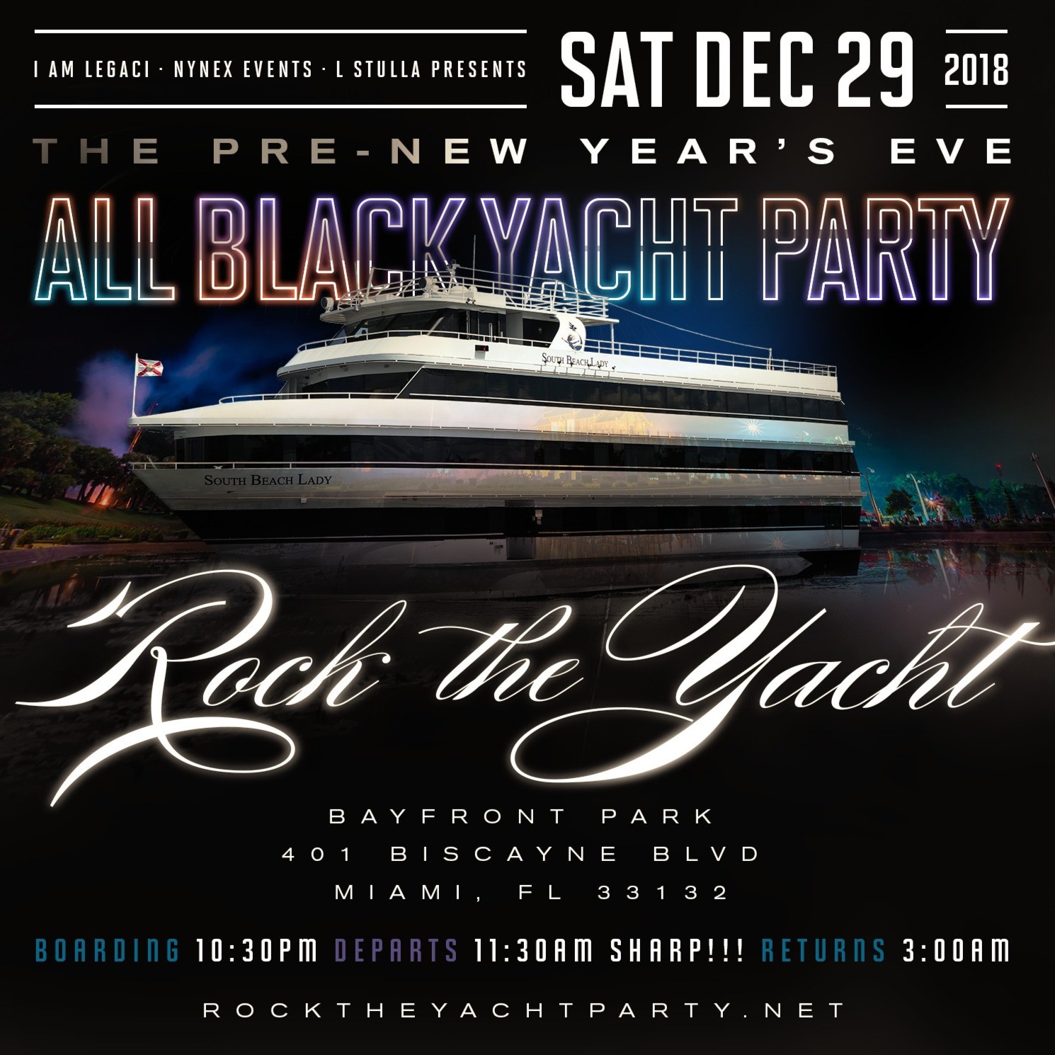 ROCK THE YACHT 2018 THE PRE-NEW YEAR'S EVE MIAMI ALL BLACK YACHT PARTY