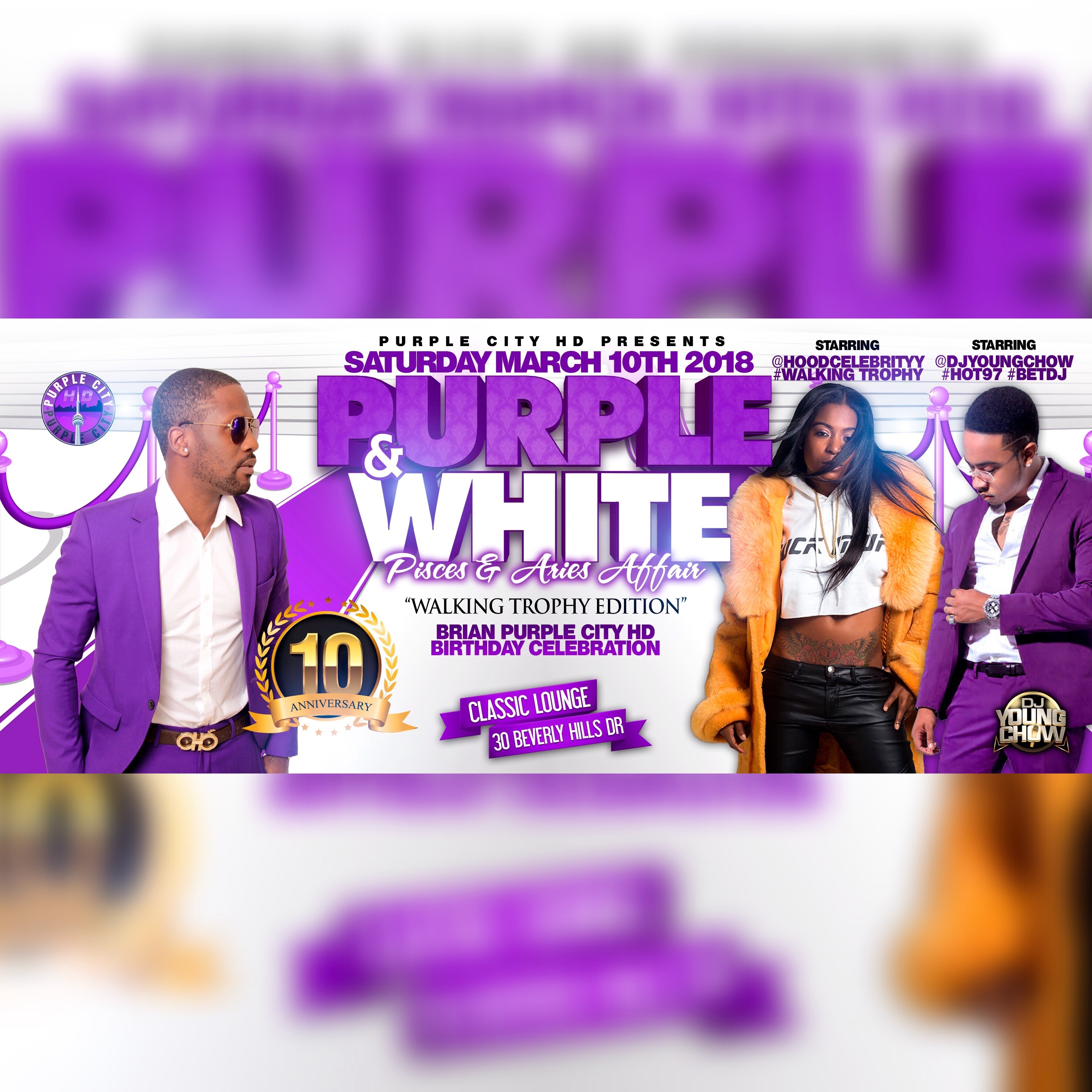 PURPLE & WHITE - Pisces & Aries Affair 10th Year Anniversary