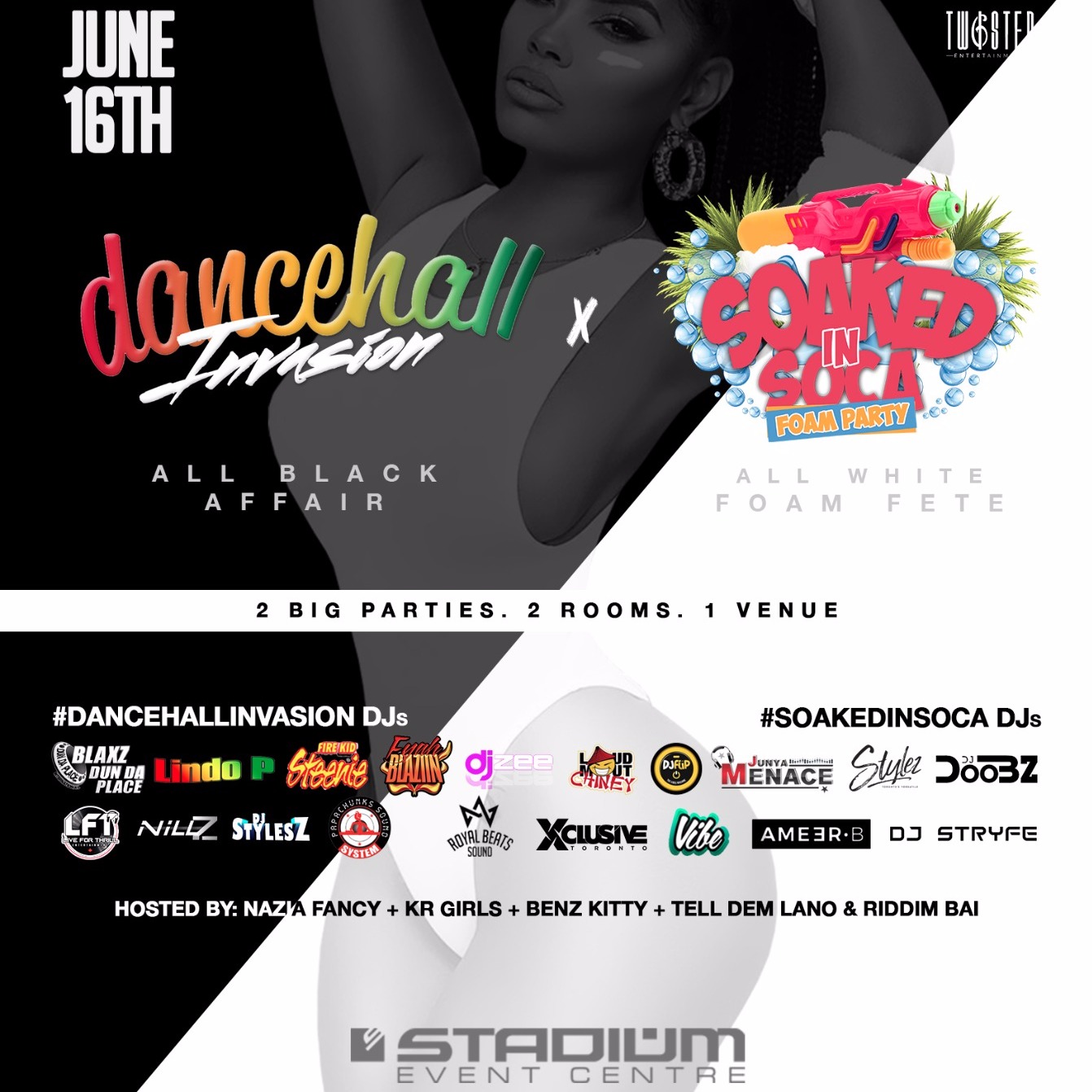 Dancehall Invasion: All Black Affair  x Soaked In Soca: All White FOAM Fete