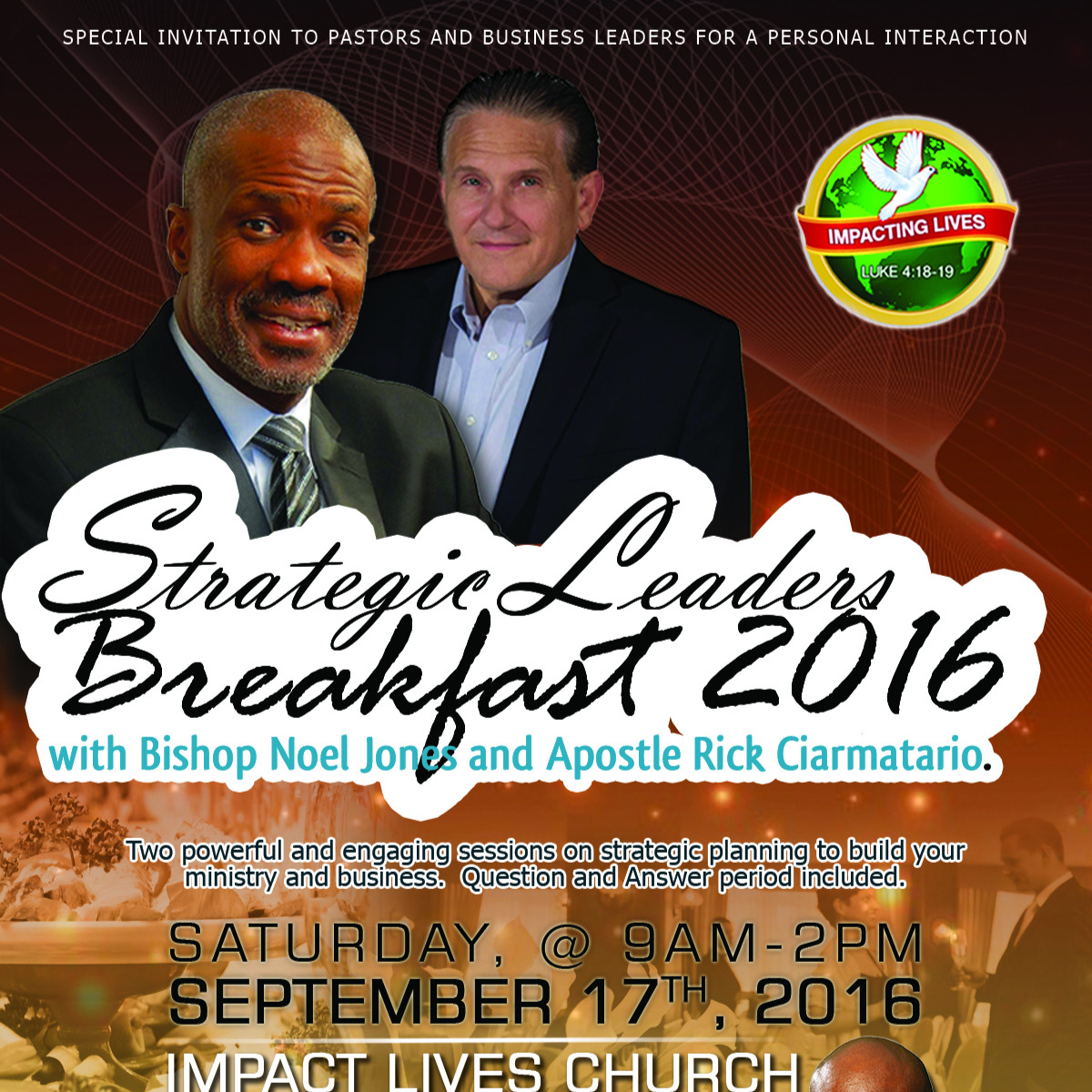 Strategic Leaders Breakfast Bishop Noel Jones And Apostle Rick Ciarmatario 