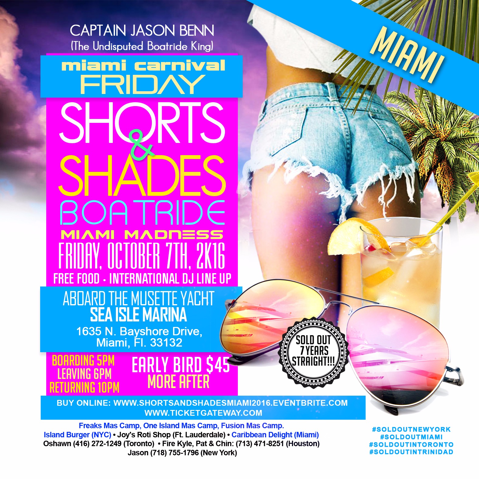 MIAMI SHORTS AND SHADES BOATRIDE 