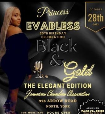 Princess Eva-Bless 50th Bday celebration Gold & Black 