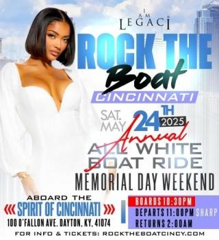 ROCK THE BOAT CINCINNATI ALL WHITE BOAT RIDE MEMORIAL DAY WEEKEND 2025 