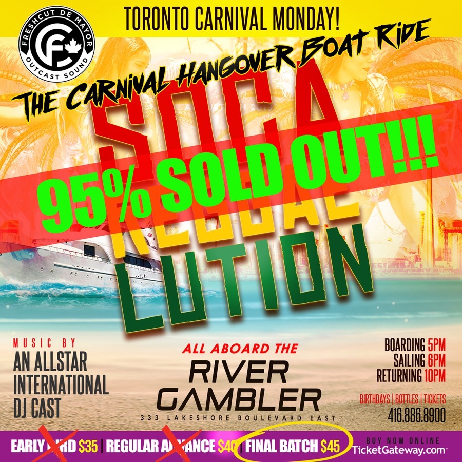 SOCA REGGAELUTION CARNIVAL HANGOVER BOAT RIDE
